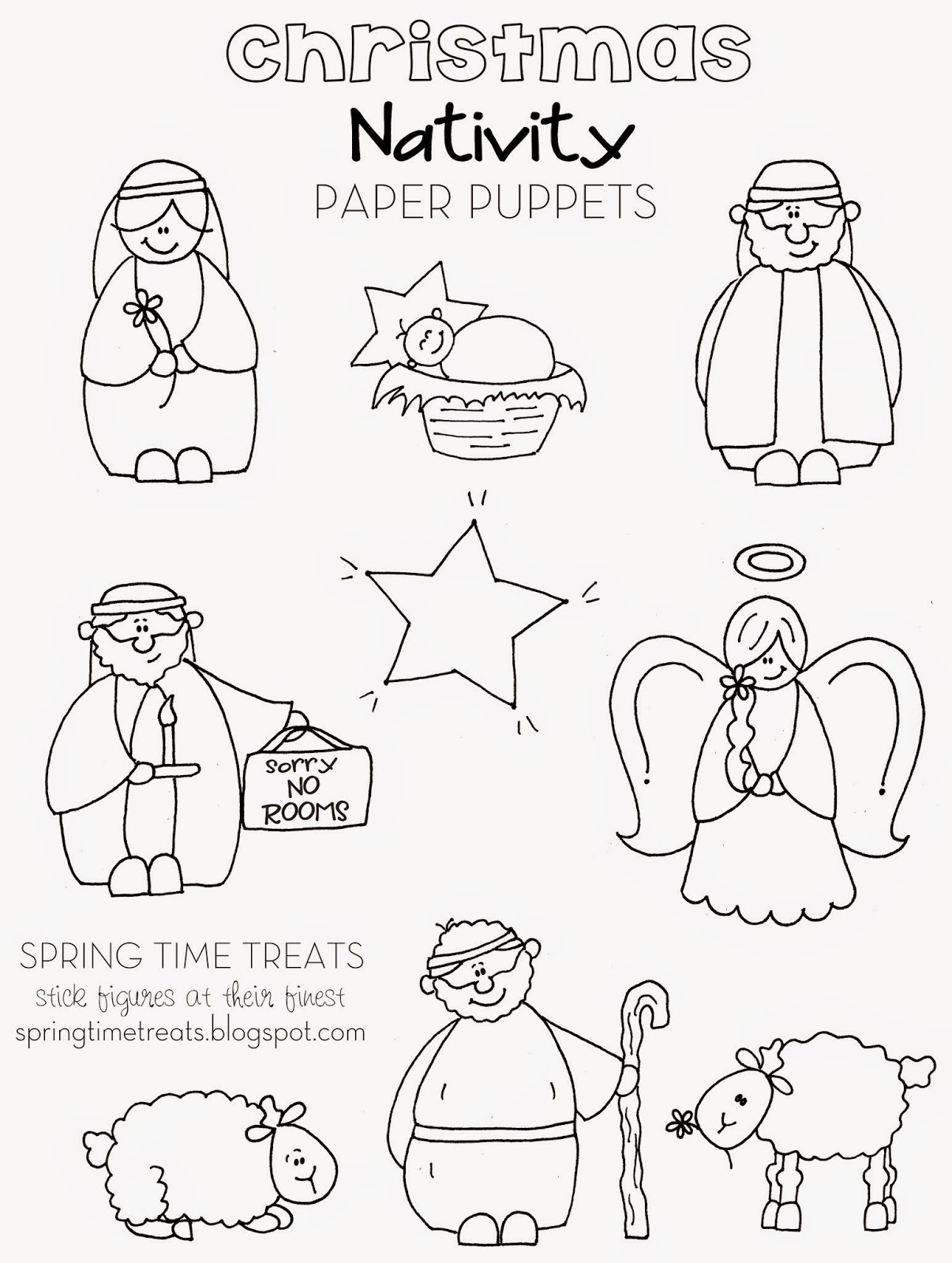 Nativity paper puppets - FREE printables | Spring Time Doodles